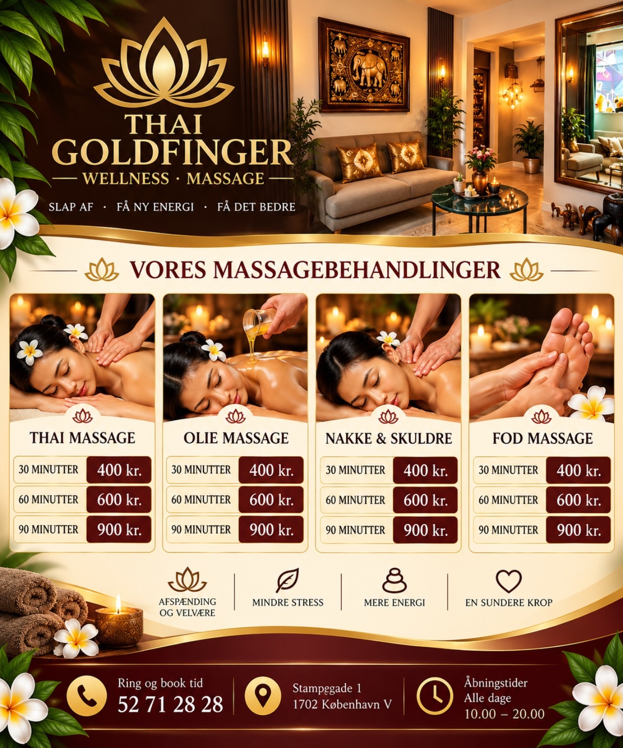 Vores massagebehandlinger og priser