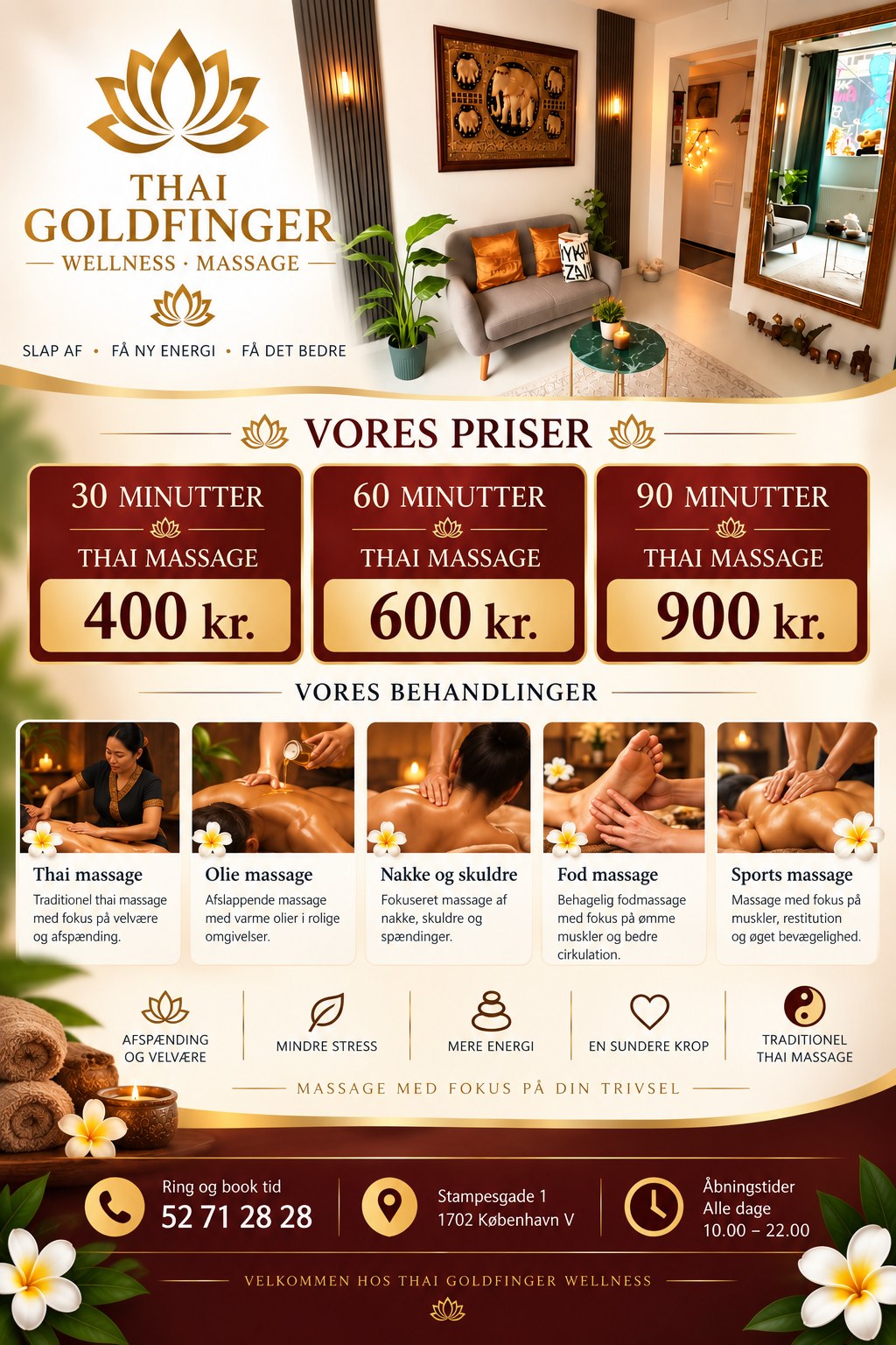 Thai Goldfinger Wellness med priser og behandlinger